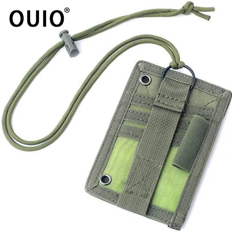 Lanyard Badge Holder - OUIO ที่ใส่บัตรประจำตัวแบบยุทธวิธี พร้อมแถบตีนตุ๊กแก ที่ใส่ป้ายไกด์นำเที่ยว กระเป๋าใส่ของสำหรับเดินทางกลางแจ้ง กระเป๋าใส่ปากกา