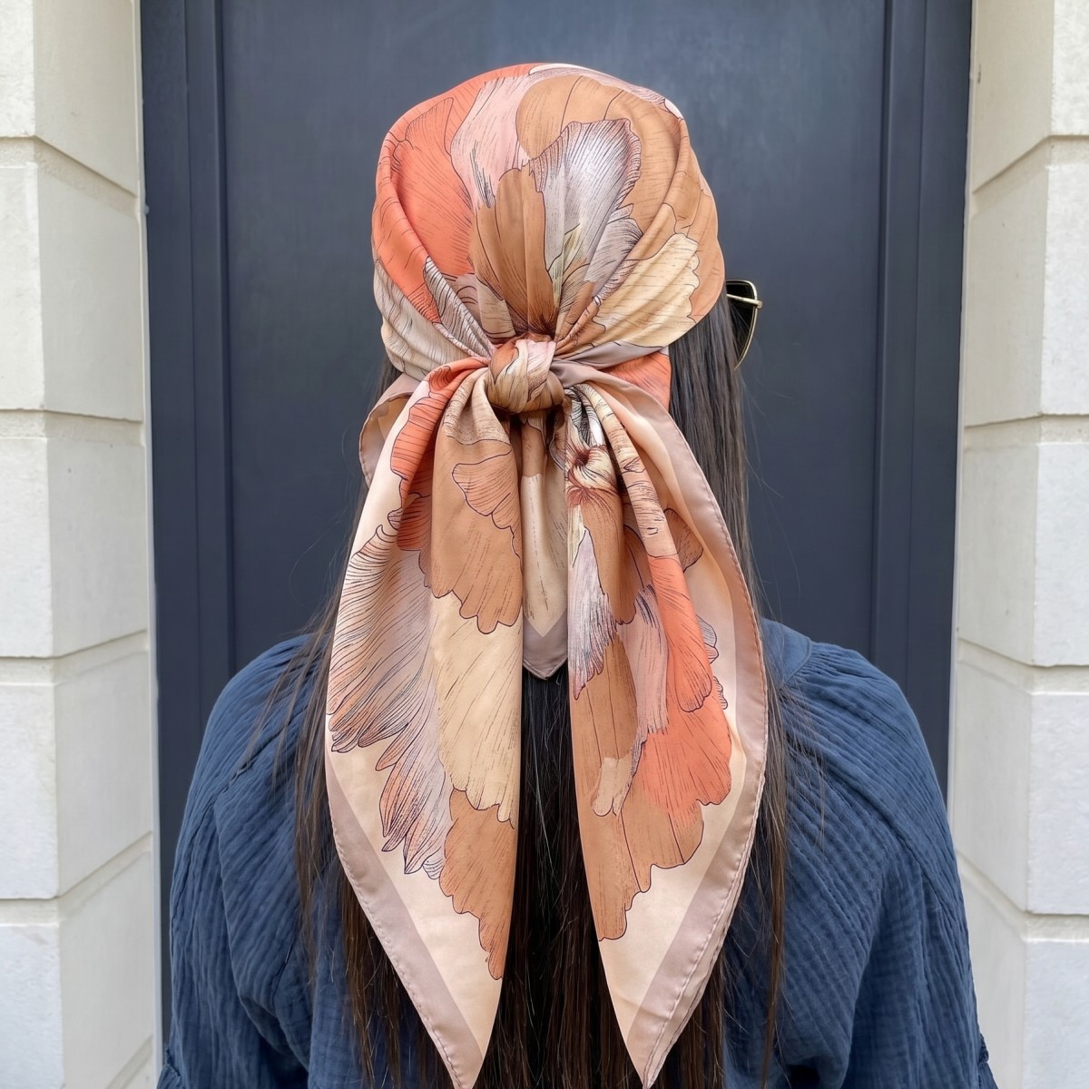 Silk Neck Scarf - ผ้าพันคอไหมสี่เหลี่ยมสำหรับผู้หญิง ผ้าพันคอแบบผูกผม ผ้าคลุมศีรษะ ผ้าซาติน ผ้าพันคอขนาดใหญ่ ผ้าคลุมฮิญาบ