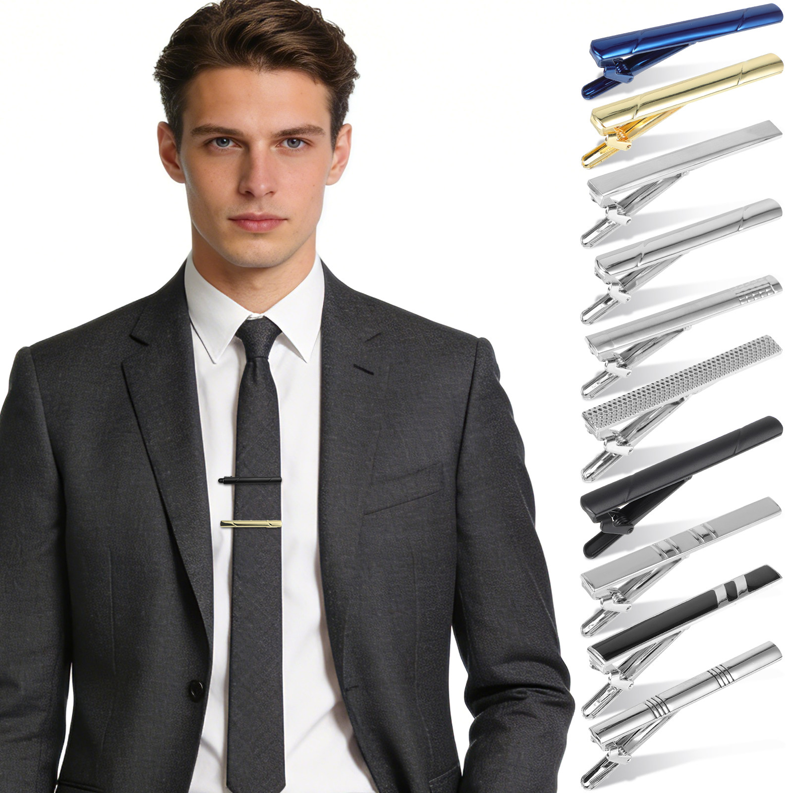 ชุดคลิปหนีบเนคไท 10 ชิ้นสำหรับ - Tie Bar Set Gift บทวิจารณ์และราคา