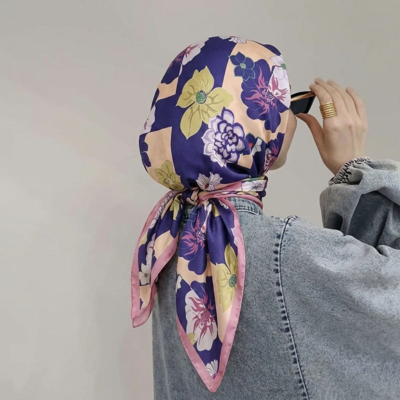 ผ้าพันคอไหมพิมพ์ลายแฟชั่น ผ้าโ - Silk Neck Scarf บทวิจารณ์และราคา