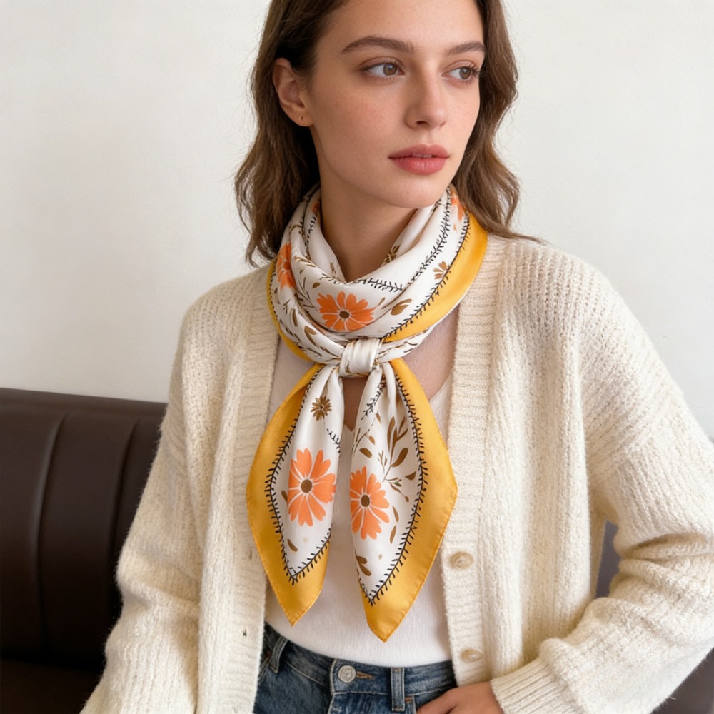 ผ้าพันคอไหมพิมพ์ลายแฟชั่นใหม่  - Silk Neck Scarf บทวิจารณ์และราคา